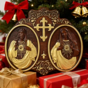 Sacred Heart of Jesus and Heart of Mary Plaque - 2023 New Religious Christmas Gift