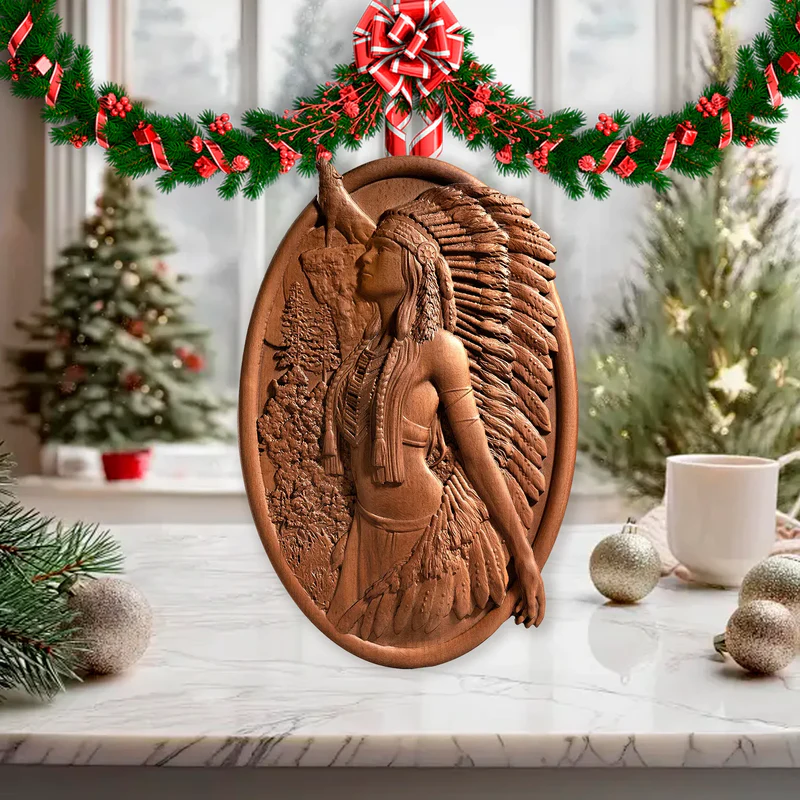 Native American Woman Wood Carving - Hand-Carved Solid Wood Art - Indigenous Home Decor - Image 5