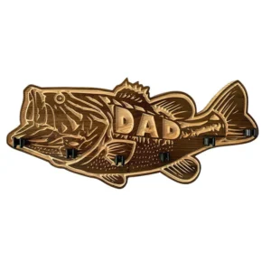 Father's Day Gift - Wood Bass Fishing Rod Holder
