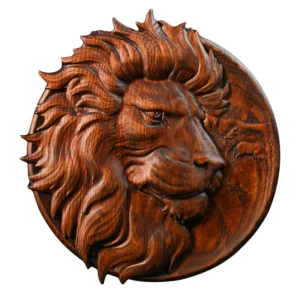 Round Lion Seal Wooden Wall Decoration