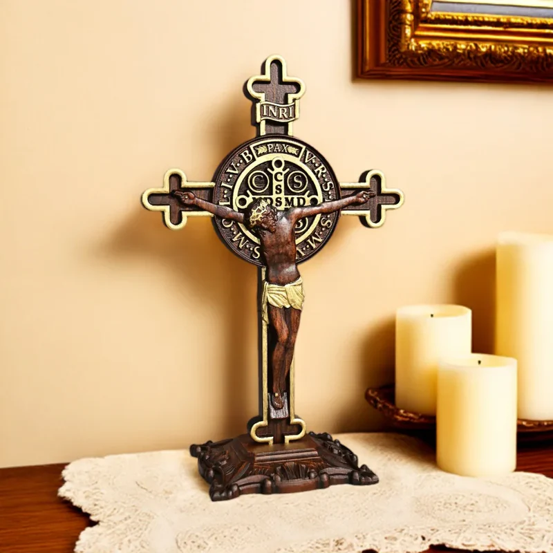 The Redemption of Christ and the Protective Oath of Saint Benedict Double-sided engraved cross - Image 2