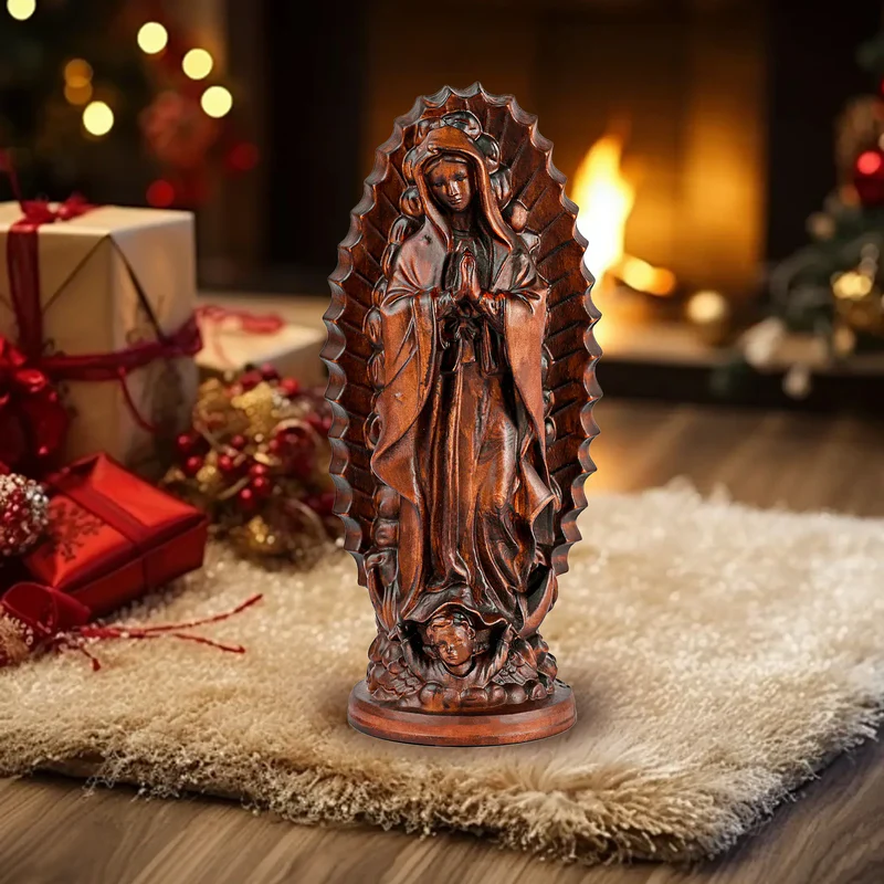 Our Lady of Guadalupe Round Wooden Tabletop Ornament - Image 5
