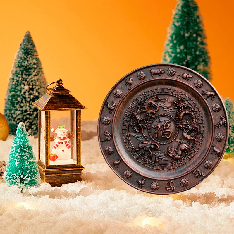 Chinese Zodiac “Fu” Disc Wooden Decoration Wall Hanging - Image 2