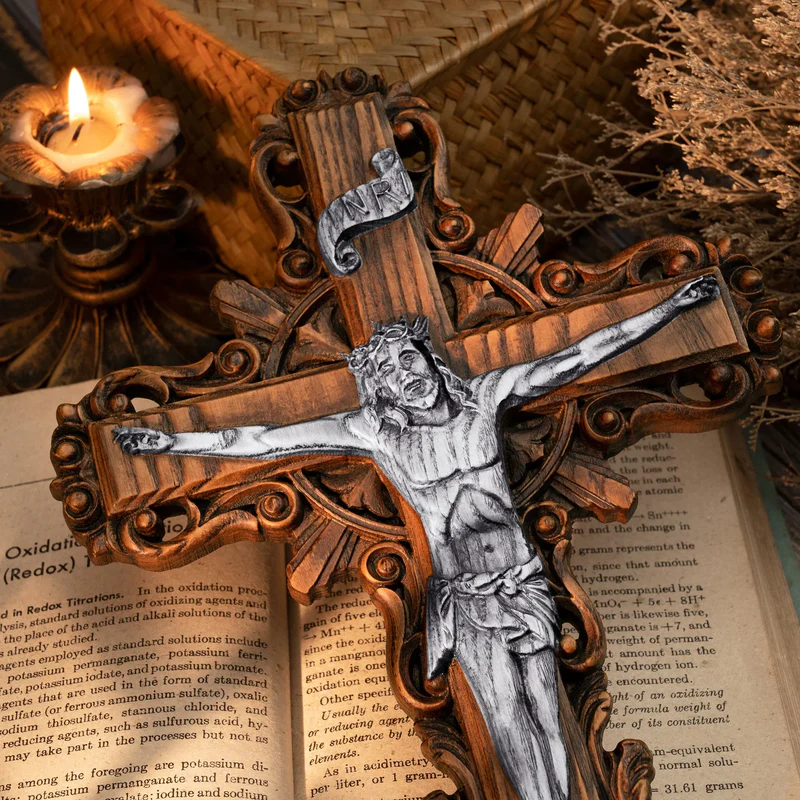 Silver painted version Ash wood Crucifix ,Jesus Christ, wooden Cross gift of love - Image 5