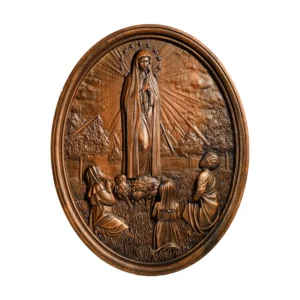 16"Our Lady of Fatima Wood Carving Decoration - Virgin Wall Pendant