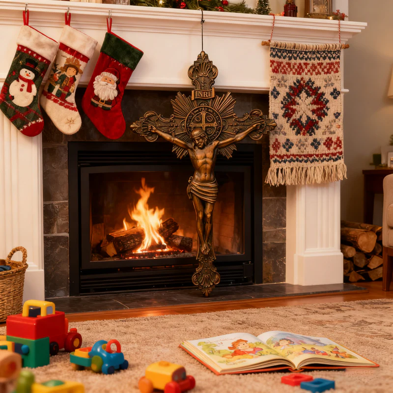 St. Benedict Exorcism Cross wood carved - Bless you and your family - Image 2