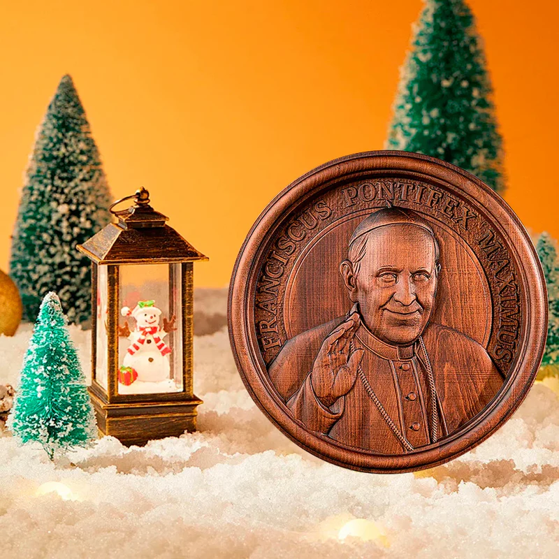 Pope Francis Wooden Wall Hanging Decorative Souvenir - Image 5