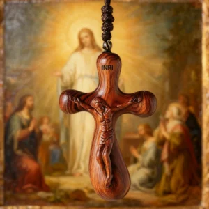 Bgcopper Rosewood Crucifix of Jesus' Passion (Necklace & Car Charm Options)