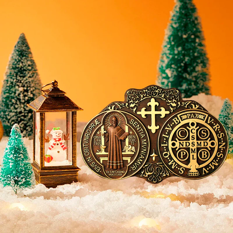 St. Benedict's Exorcism Medal Christian Exorcism Plaque - Wall Decor - Image 2