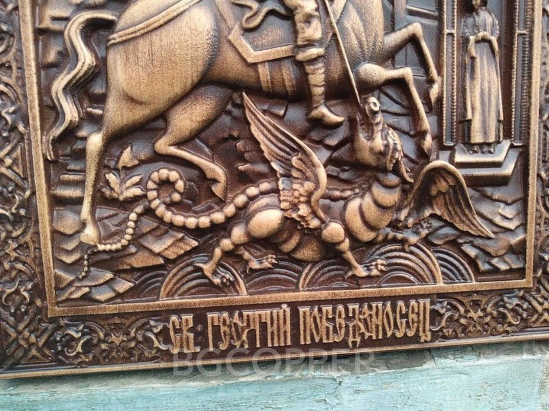 Saint George Wood carved icon of the Victorious Wooden carved icon Gift for family Carved Wooden gift Christian icon - Image 3