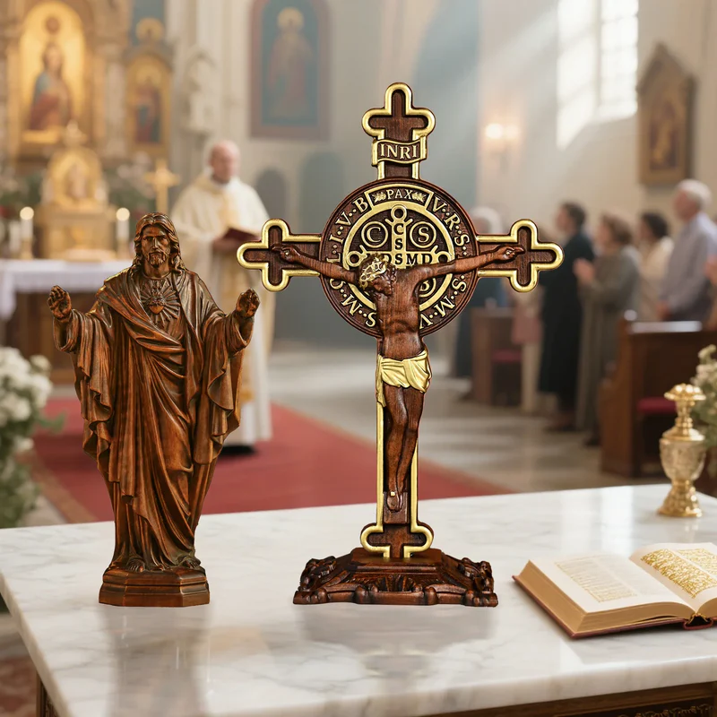 The Redemption of Christ and the Protective Oath of Saint Benedict Double-sided engraved cross - Image 3