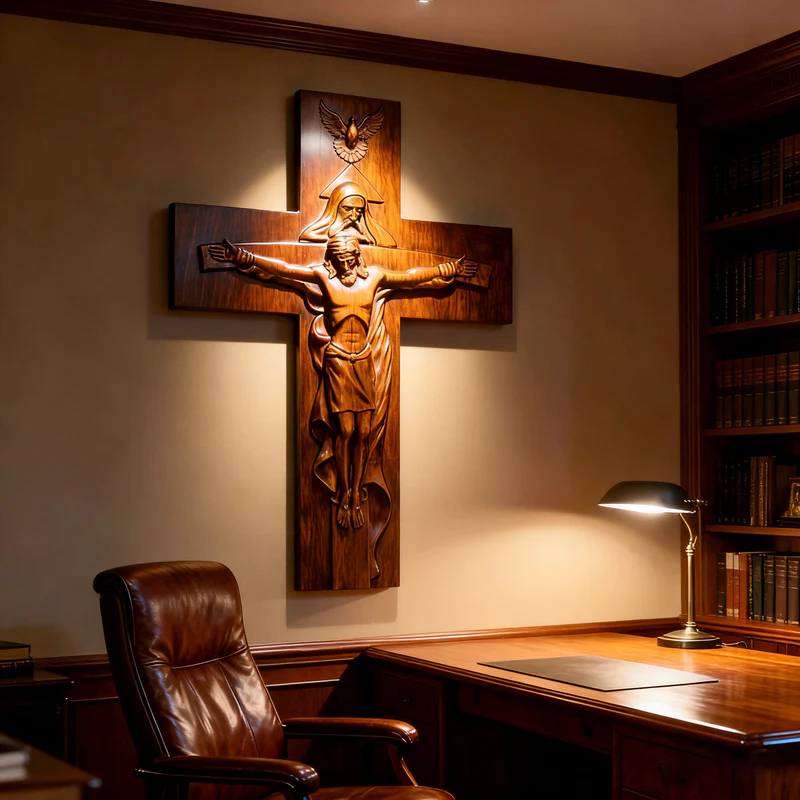 Bgcopper Holy Trinity Crucifix Wood Decor