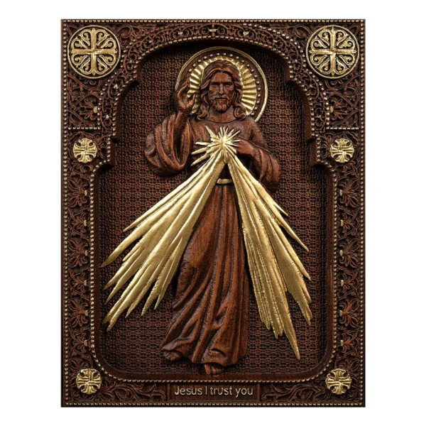 The Sacred Heart and Divine Mercy Jesus Christ Wood Wall Plaque – jesus ...