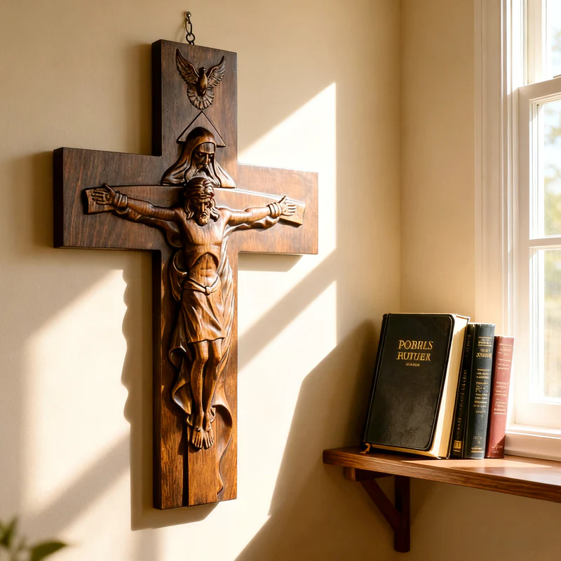 Bgcopper Holy Trinity Crucifix Wood Decor - Image 5