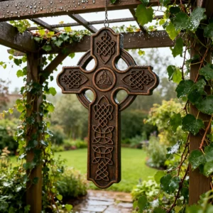 Solid Beechwood Celtic Cross - Hand-Carved Christian Wall Cross - Meaningful Religious Gift