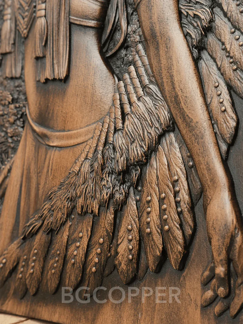 Native American Woman Wood Carving - Hand-Carved Solid Wood Art - Indigenous Home Decor - Image 2