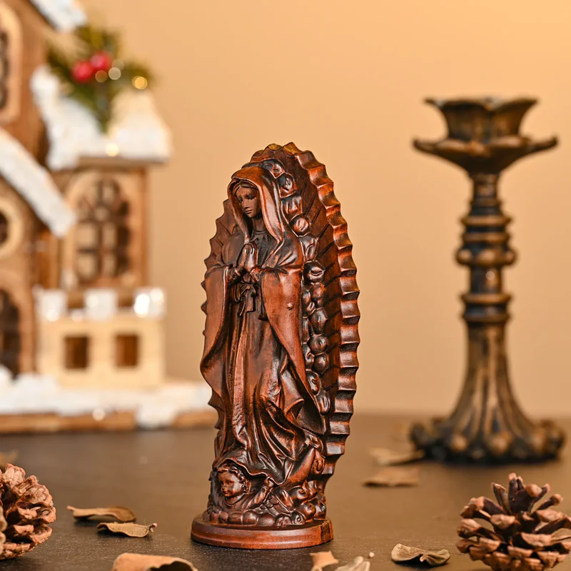 Our Lady of Guadalupe Round Wooden Tabletop Ornament - Image 4