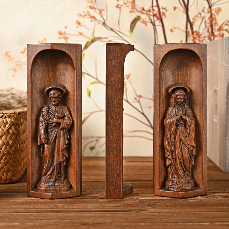 Beech Wood Holy Family Altar Decor - Handcrafted Christian Prayer Desktop Gift - Image 3
