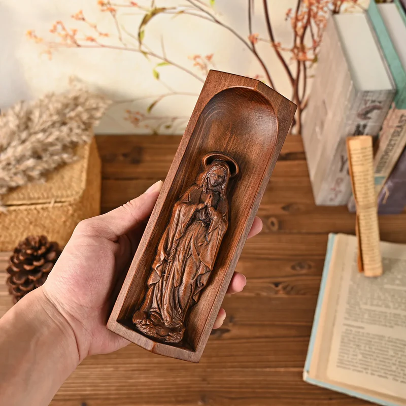 Beech Wood Holy Family Altar Decor - Handcrafted Christian Prayer Desktop Gift - Image 5