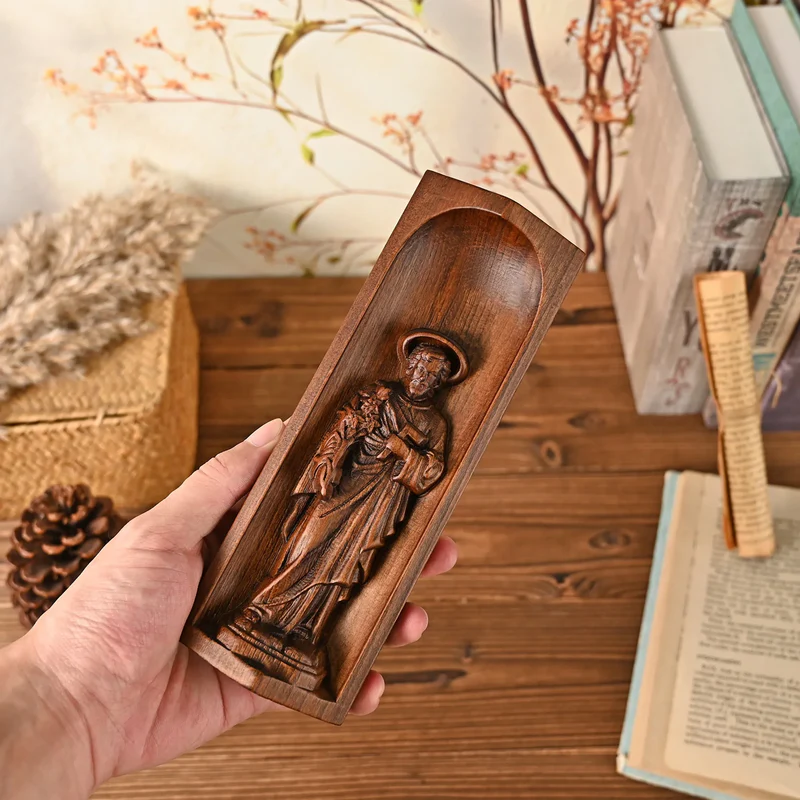 Beech Wood Holy Family Altar Decor - Handcrafted Christian Prayer Desktop Gift - Image 6