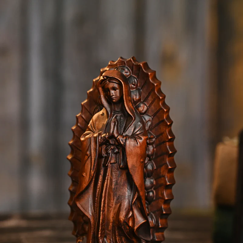 Our Lady of Guadalupe Round Wooden Tabletop Ornament - Image 3