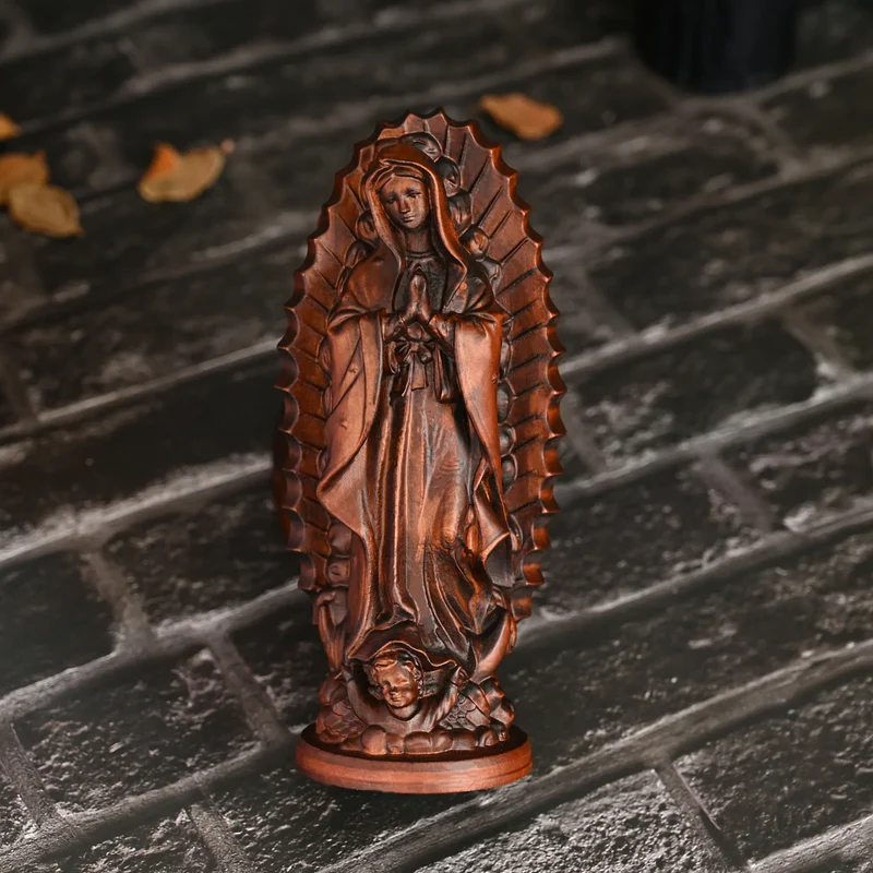 Our Lady of Guadalupe Round Wooden Tabletop Ornament - Image 2