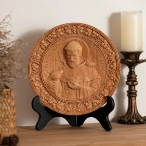 St. Francis of Assisi Patron Saint of Animals Religious Icon - Natural Wood Wall Decoration Hanging Souvenir
