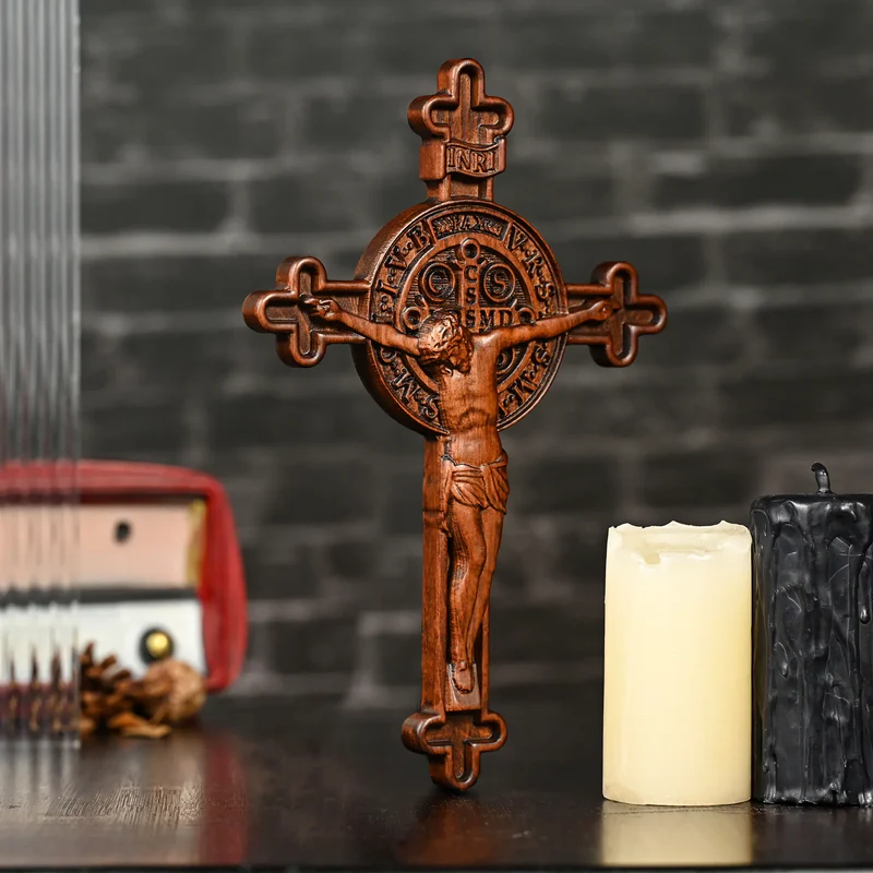 The Redemption of Christ and the Protective Oath of Saint Benedict Double-sided engraved cross - Image 4