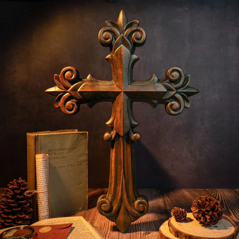 Bgcopper Ornate Wooden Cross - Carved from natural wood - Image 5