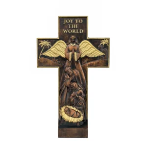Christmas cross, Nativity cross,Joy to the world wood carving- best Christmas gift