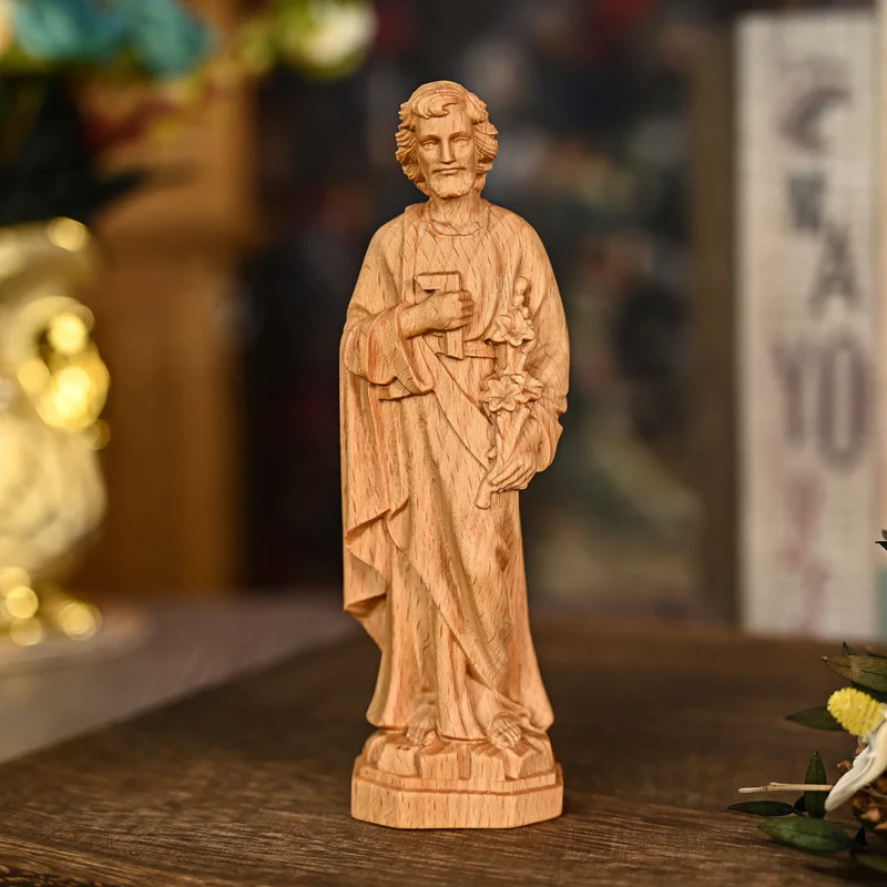 Joseph Beechwood Round Carved Tabletop Ornament - Image 2