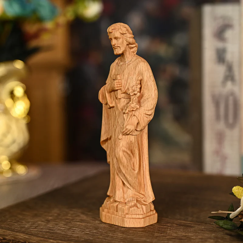Joseph Beechwood Round Carved Tabletop Ornament - Image 3