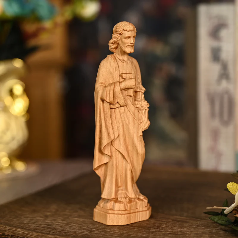 Joseph Beechwood Round Carved Tabletop Ornament - Image 4