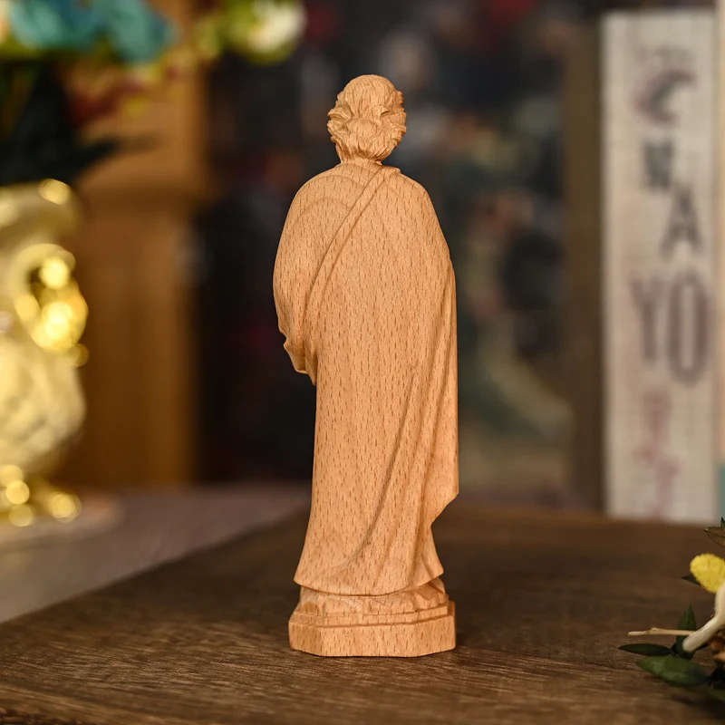 Joseph Beechwood Round Carved Tabletop Ornament - Image 5