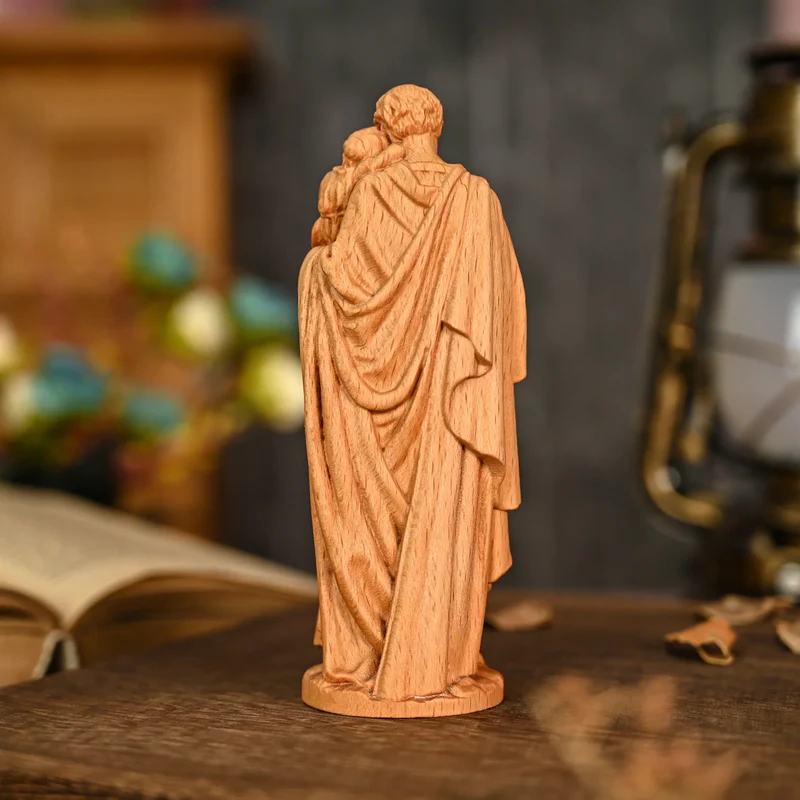 Beechwood roundel of Joseph holding a child: sacred heritage, warmth and eternity - Image 5