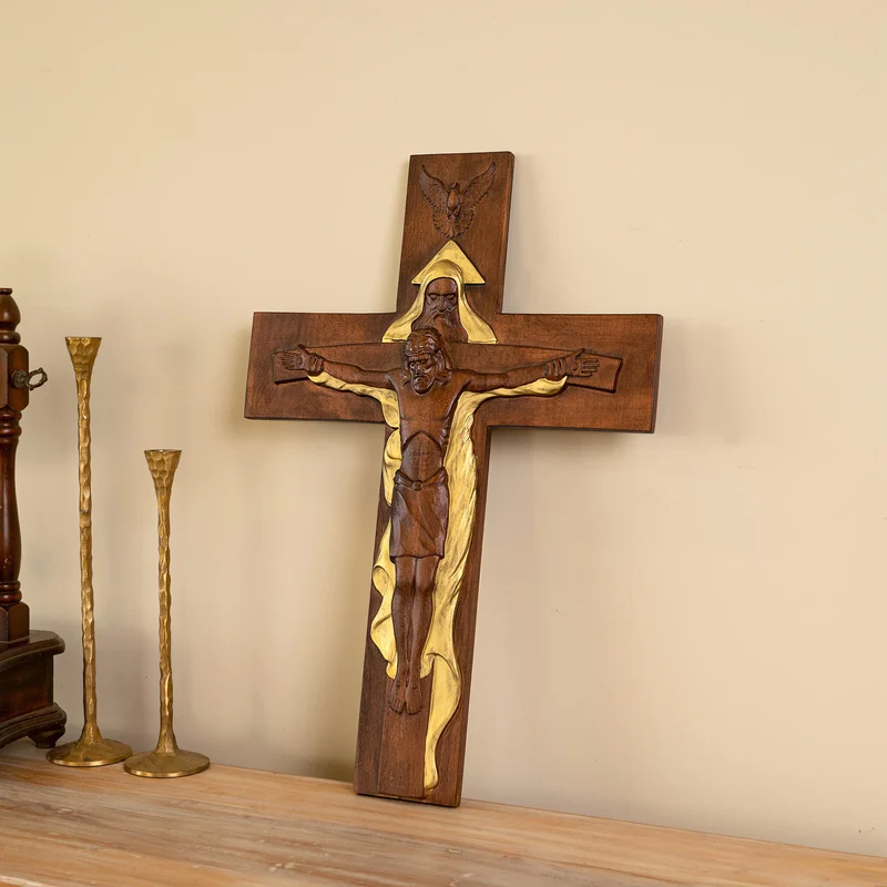 Bgcopper Holy Trinity Crucifix Wood Decor - Image 3