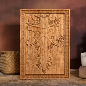 Natural Ash Magician Wood Carving Artwork