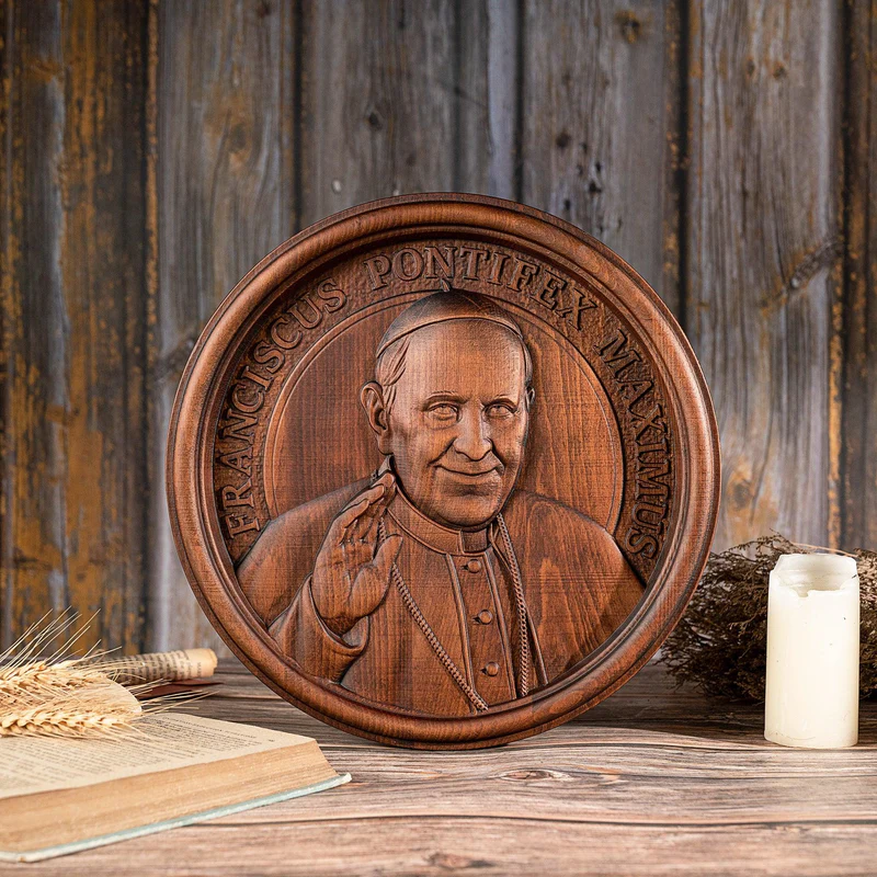 Pope Francis Wooden Wall Hanging Decorative Souvenir - Image 4