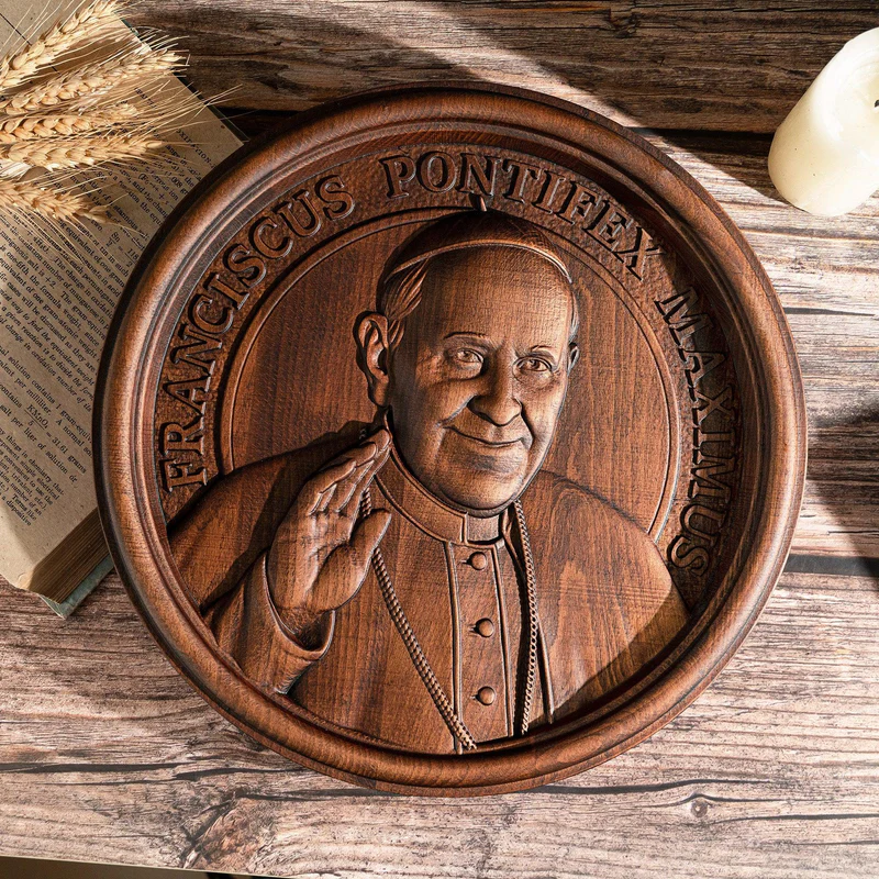 Pope Francis Wooden Wall Hanging Decorative Souvenir - Image 3