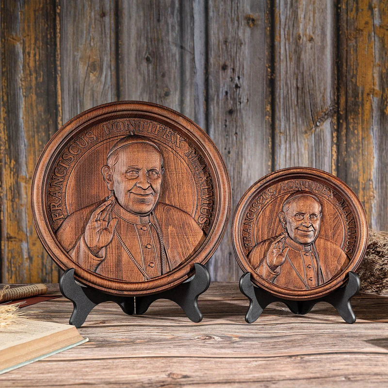 Pope Francis Wooden Wall Hanging Decorative Souvenir - Image 2