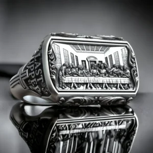 New Titanium Steel Jesus Christ Last Supper Signet Ring